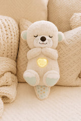 Heartbeat & Light-Up Belly Bear for Babies – Soothing Sleep Plush Toy (25cm)